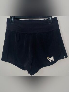 GOAT USA Women’s Black Woven Athletic Shorts, Built In Shorts, GOAT Logo